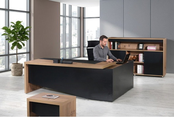 Home office furniture complete corner desk 3-piece wood black office furniture