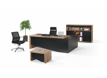 Home office furniture complete corner desk 3-piece wood black office furniture