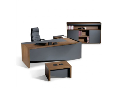 Corner office desk complete office desk set 3-piece wood office furniture gray