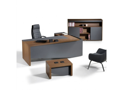 Classic Complete Home Office Furniture Gray Corner Desk 3-piece Wood