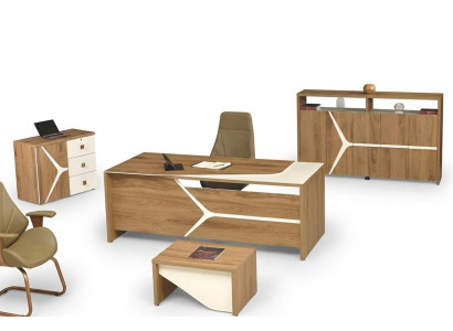 Complete office desk office desk set 4-piece wood brown modern