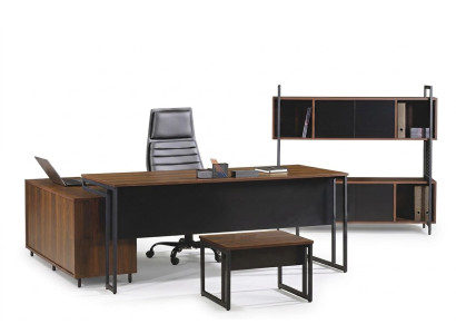 Office furniture complete office corner office desk office desk 3-piece wood brown