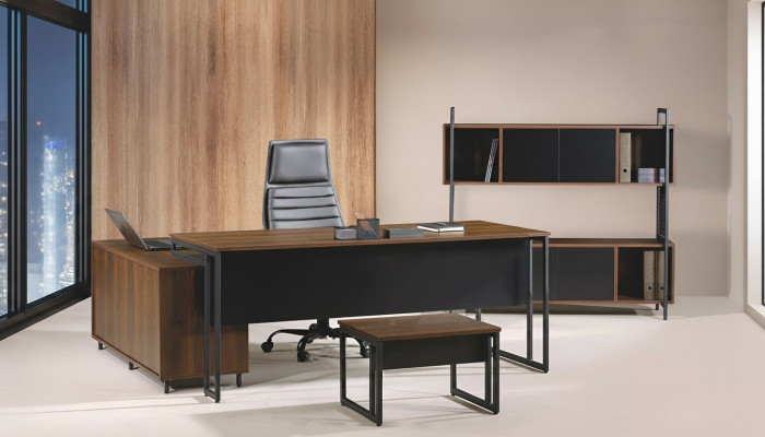Office furniture complete office corner desk office 3-piece wood brown set