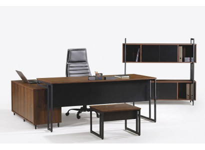 Office furniture complete office corner desk office 3-piece wood brown set