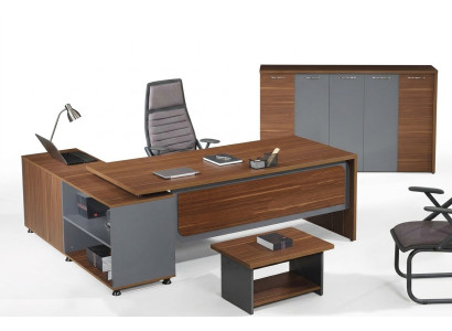 Office Suite Corner Office Desk Office Desk Set 3-piece Wood Office Furniture Brown