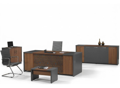Complete office office desk office furniture desk set 4-piece wood brown office