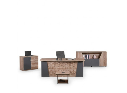 Complete office desk office furniture desk set 4-piece wood brown office