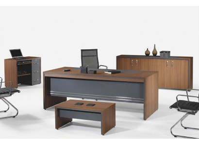 Office furniture set complete office desk set 4-piece wood brown office