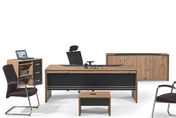 Table Office Furniture Home Office Furniture Desk Set 4-piece Wood Black