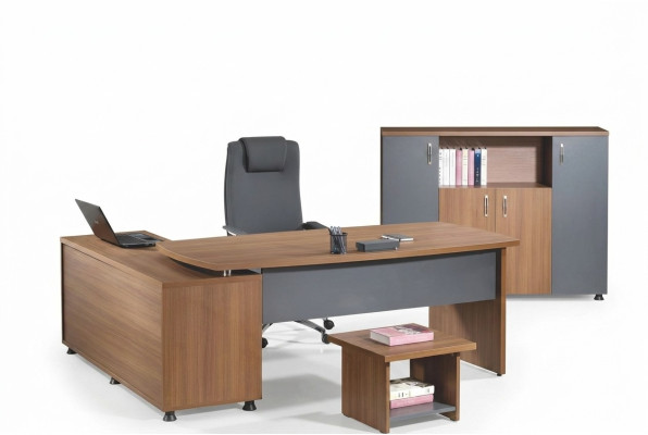 Corner office desk study room furniture complete office office 3-piece wood brown set