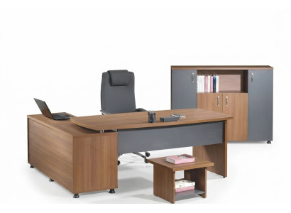 Corner office desk study room furniture complete office office 3-piece wood brown set