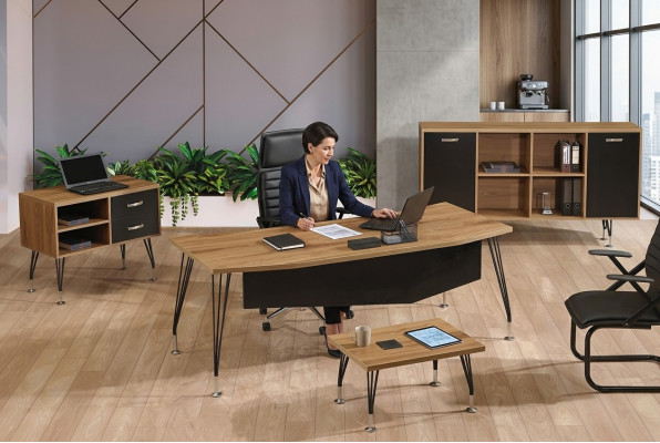 Luxury furniture office study furniture desk set 4-piece wood black
