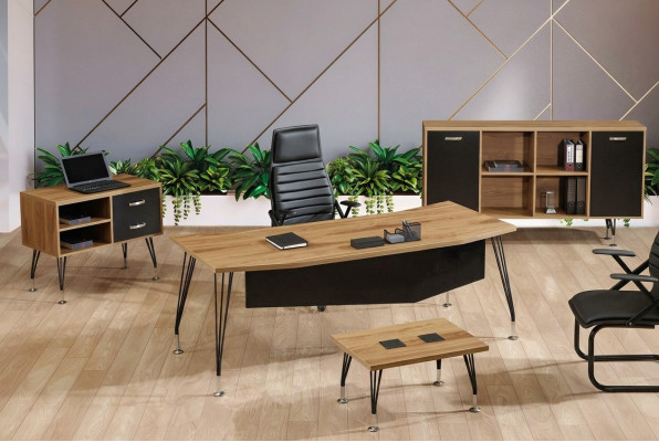 Luxury furniture office study furniture desk set 4-piece wood black