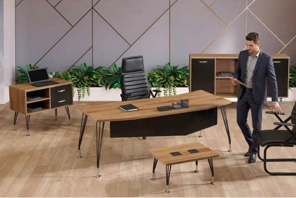 Complete Office Office Desk Office Furniture Desk Set 4 Pieces Wood Black