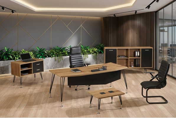 Complete Office Office Desk Office Furniture Desk Set 4 Pieces Wood Black