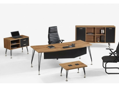 Complete Office Office Desk Office Furniture Desk Set 4 Pieces Wood Black