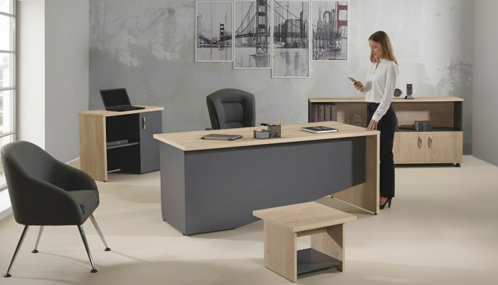 Table office furniture study furniture desk set 4-piece wood gray