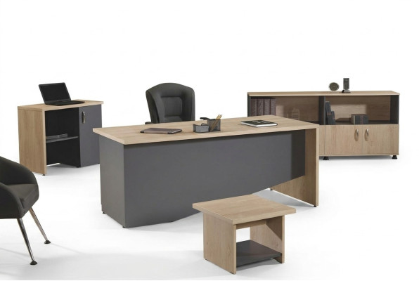 Complete office office furniture desk office office table set 4-piece wood gray