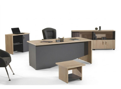Complete office office furniture desk office office table set 4-piece wood gray