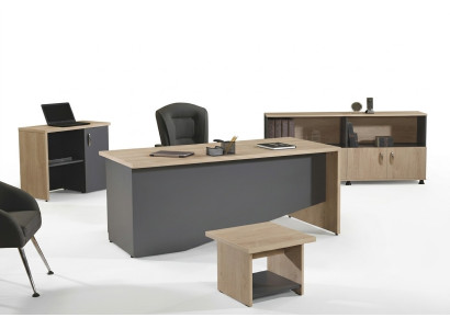 Office furniture set complete office desk set 4-piece wood gray office