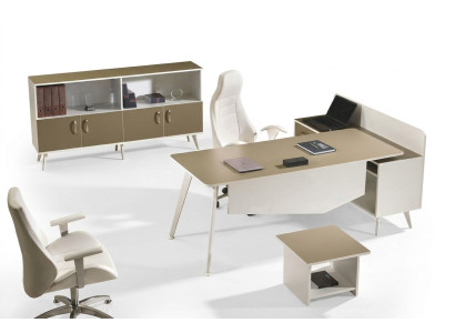 Corner desk office furniture white complete office 3-piece wooden set