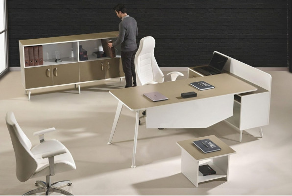 Modern corner office desk study room furniture white office 3-piece wooden set group