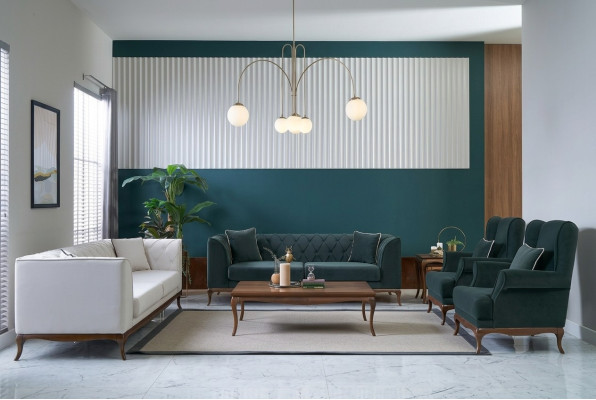 Sofa set three-seater sofa fabric sofa green upholstered sofas two-seater