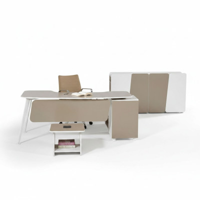 Complete office furniture desk office desk set 3-piece wood beige