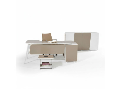 Complete office furniture desk office desk set 3-piece wood beige