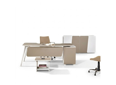Work desk complete office office furniture desk 3-piece wood set beige