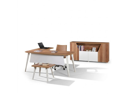 Office furniture complete office corner desk set 3-piece wood white table