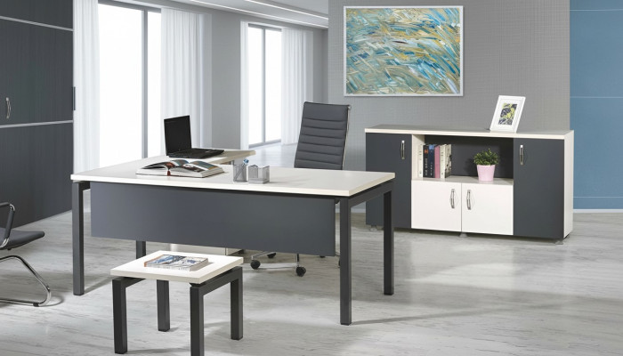 Office Furniture Gray Set 3-piece Corner Office Desk Complete Office Cabinet Wood Group
