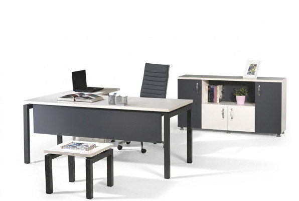 Office Furniture Gray Set 3-piece Corner Office Desk Complete Office Cabinet Wood Group