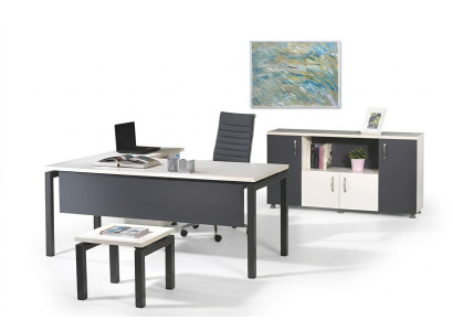 Furniture Office Home Office Furniture Corner Office Desk Set 3-Piece Wood Gray Table
