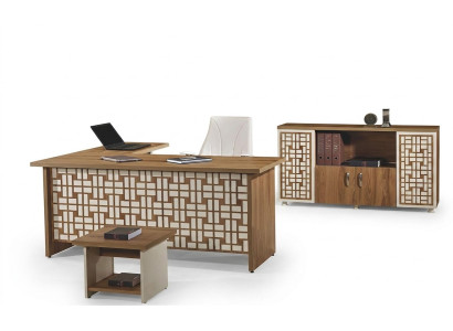 Computer furniture work table office furniture corner office table 3-piece wood set brown