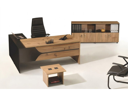 Office Furniture Braun Set 3-Piece Corner Office Desk Complete Office Cabinet Wood Group
