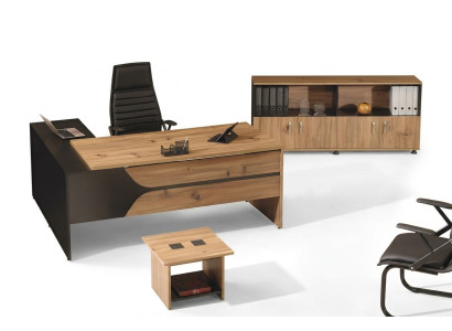 Office computer furniture workstation office furniture desk 3-piece wood set brown