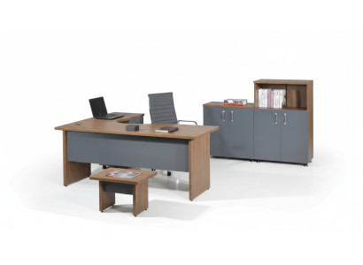 Complete office corner desk office furniture 4-piece wood set gray computer furniture