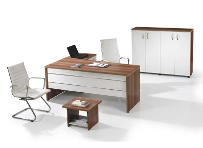 Office furniture set 3-piece corner desk complete office cabinet wood group white