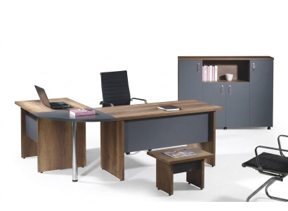 Complete office corner desk office furniture 3-piece wood set gray computer furniture