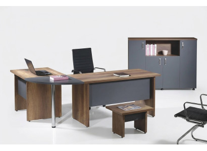 Computer furniture workstation office furniture corner office desk 3-piece wood set gray