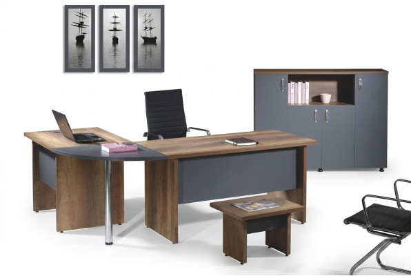 Office furniture computer furniture office furniture corner office desk 3pc wood gray