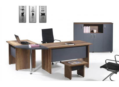 Office computer furniture workstation office furniture table 3-piece wood set gray