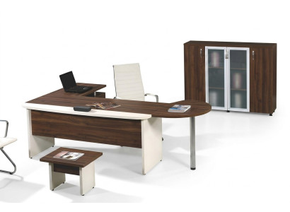 Classic Office Furniture Set 3-piece Corner Desk Complete Office Wood Brown