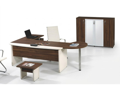 Group Office Corner Desk Home Office Furniture Cabinet 3-piece Wood Brown
