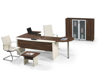 Office furniture set 3-piece corner office desk complete office wood brown table