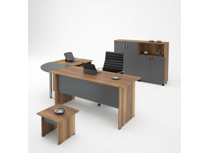Corner office desk computer furniture workstation office furniture 3-piece wood set brown