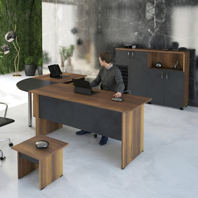 Computer furniture workbench office furniture corner office desk 3-piece wood set gray