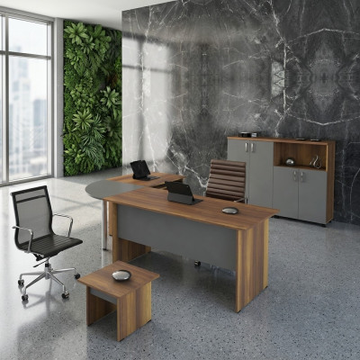 Computer furniture workbench office furniture corner office desk 3-piece wood set gray