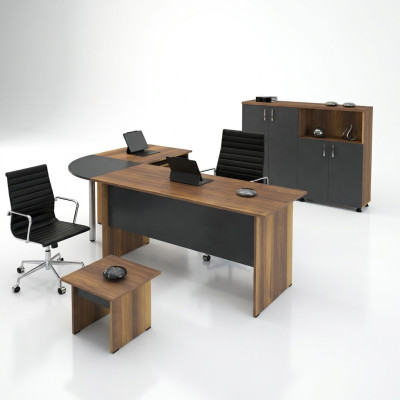 Computer furniture workbench office furniture corner office desk 3-piece wood set gray